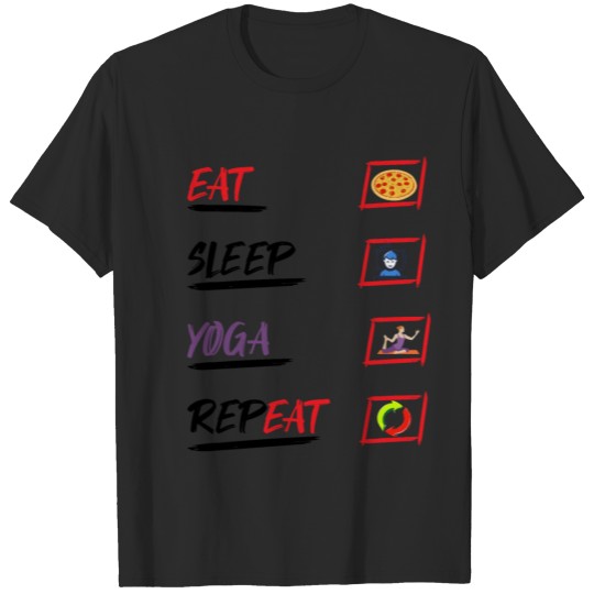 Discover EAT SLEEP YOGA REPEAT BLACK T-shirt