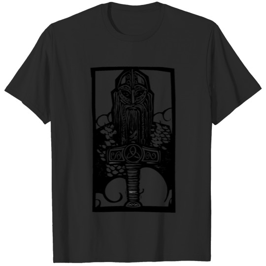 Discover Thor and Mjolnir - Woodcut T-shirt