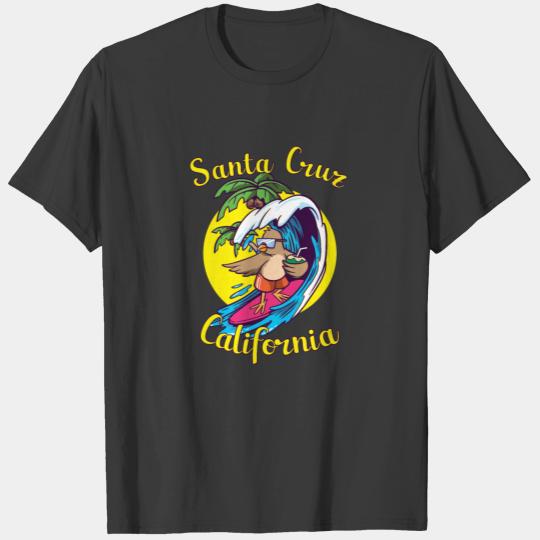 Surfer Bird Surfboard Santa Cruz California Retro T-shirt