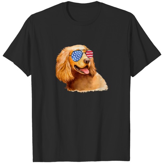 Discover Golden Retriever Dog American Flag Sunglasses / T-shirt