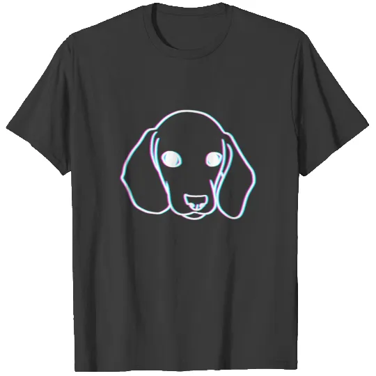 3 D Silhouette Dog pets animals kids Retro T-shirt