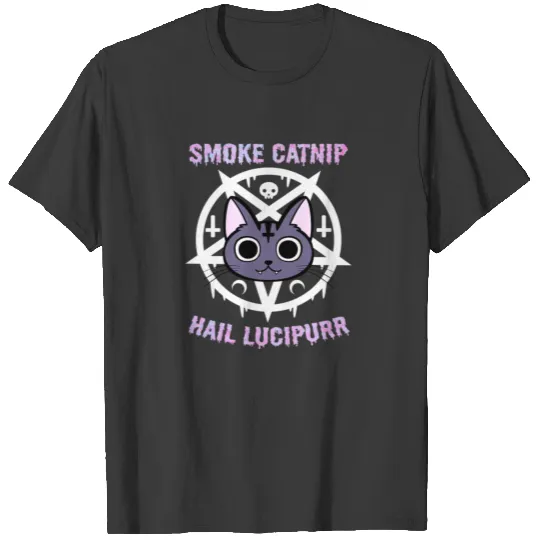 Smoke Catnip Hail Lucipurr Funny Satanic Cat Kitty T-shirt