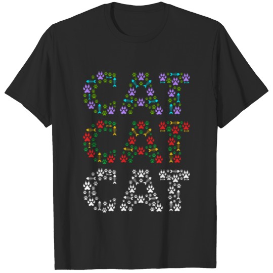 Cat mom and cat dad funny cat paws and fish bone T-shirt