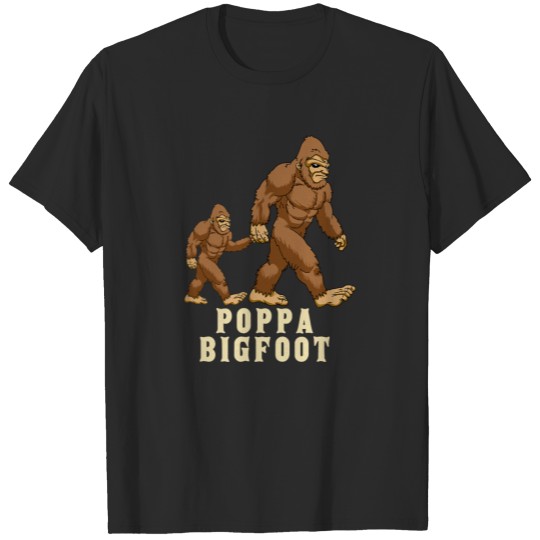 Mens Poppa Bigfoot Funny Dad Sasquatch Father's T-shirt