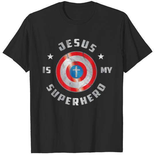 Discover Jesus is My Superhero Fun Christian Religious T-shirt