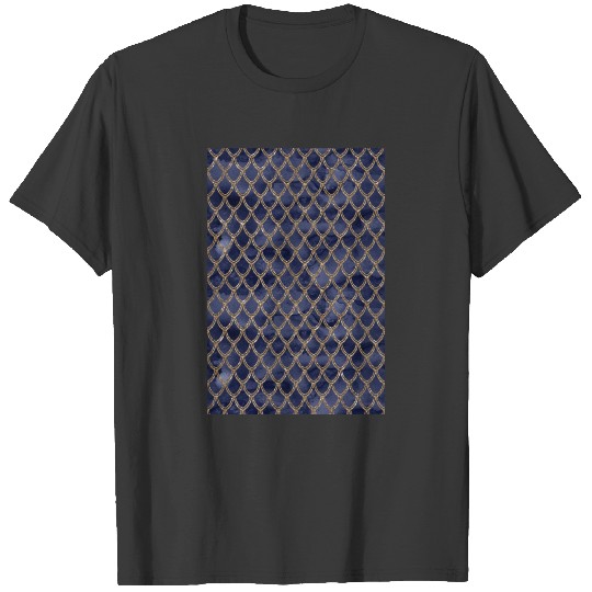 Navy Blue Snake Serpent Reptile Pattern T-shirt