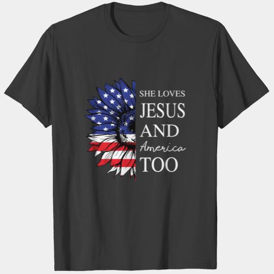 She Loves Jesus and America Too white T-shirt