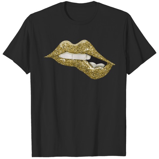 Discover Gold Lip Biting Black Girl Magic T-shirt