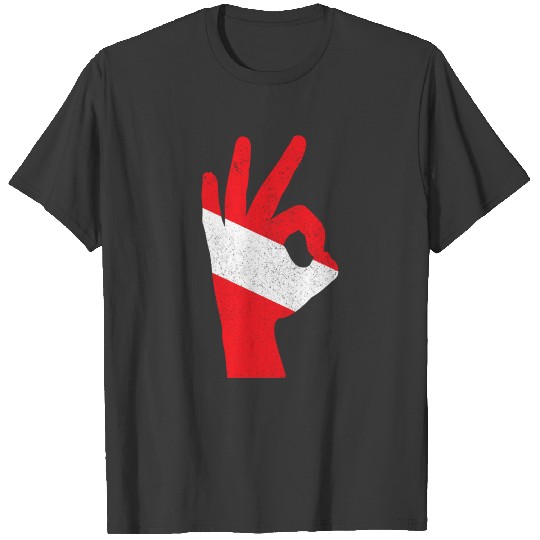 Scuba Diving Flag Hand Ok Sign Scuba Diver birthda T-shirt