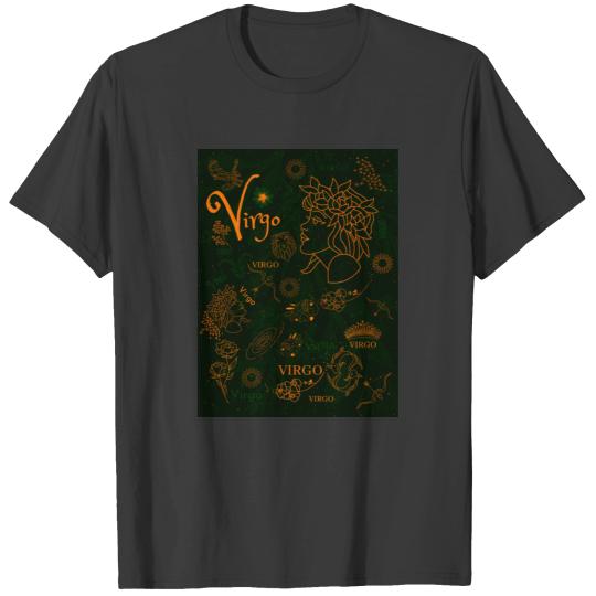 Emerald Green Virgo Zodiac Design Horoscope Design T-shirt