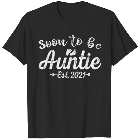 Discover Womens Soon To Be Auntie Est 2021 New First Mom T-shirt