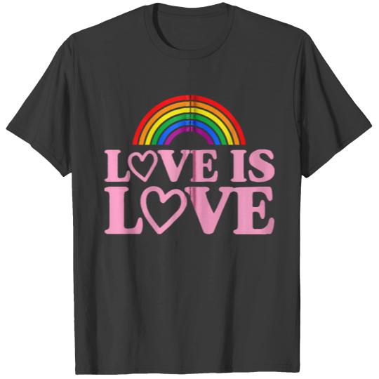 Discover Love Is Love Hearts Cute Lesbian Gay Pride Stuff T-shirt