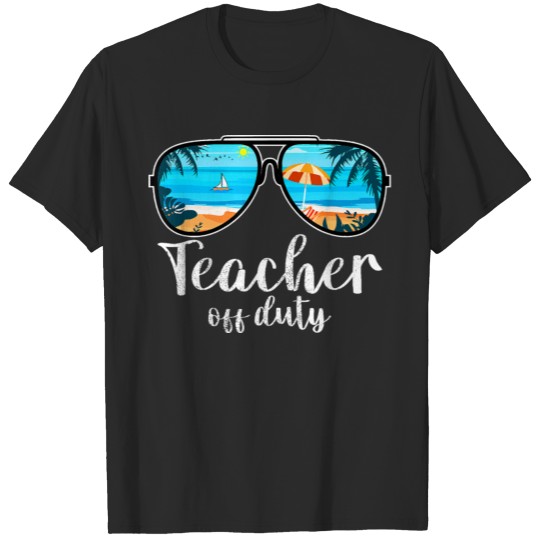 Discover Teacher Off Duty Sunglasses Palm Tree Beach T T-shirt