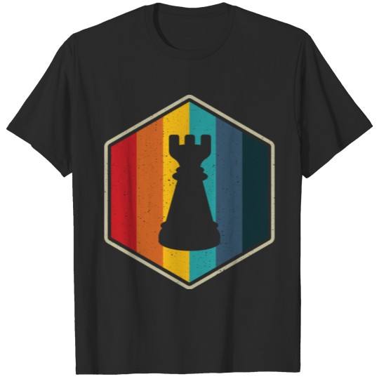 Discover Retro hexagon rook piece chess player gift T-shirt