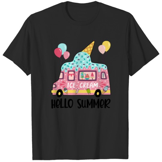 Xkjq Cute Summer Truck Ice Cream Sprinkles Summer T-shirt