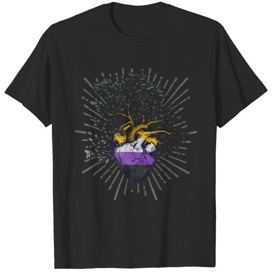 Discover Nonbinary Heart Tree of Life LGBT with NonBinary T-shirt