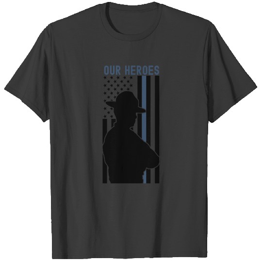 Our Heroes State Trooper Blue Line American Flag T-shirt