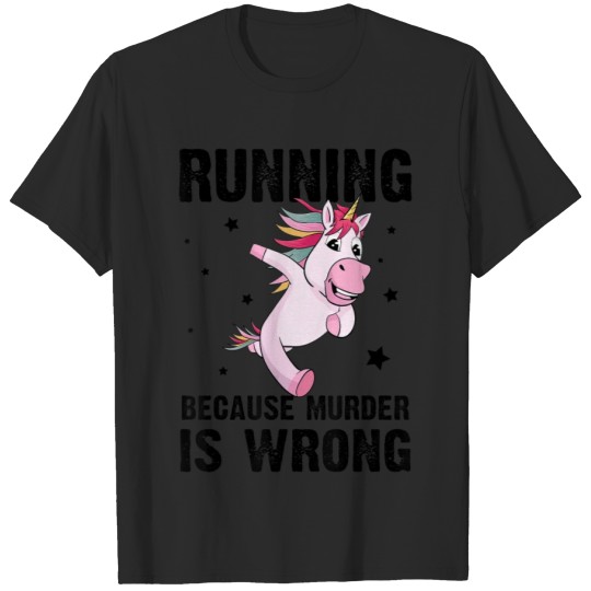 Discover Running Because Murder Is Wrong Unicorn Vintage T T-shirt