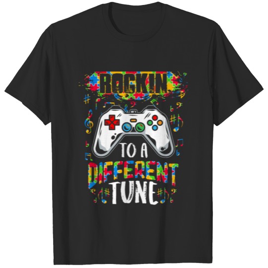 Discover Rocking To A Different Tune Autism Awareness Gamer T-shirt