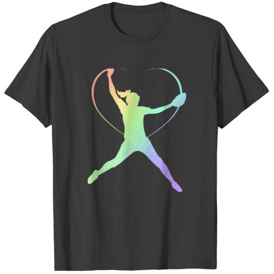 Soft Rainbow Softball For Girls Pitcher Patterned T-shirt