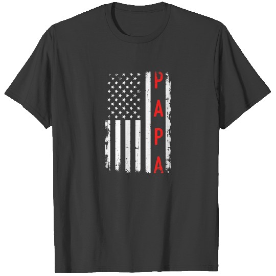 Papa with US american flag T-shirt