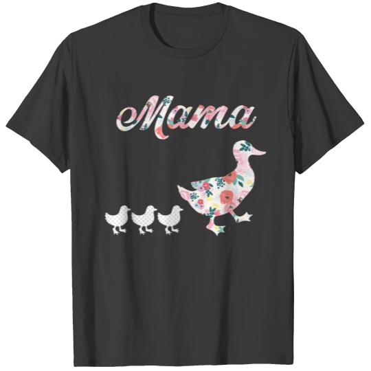 Mama Duck Shirt Mama Duck and 3 Ducklings Floral M T-shirt