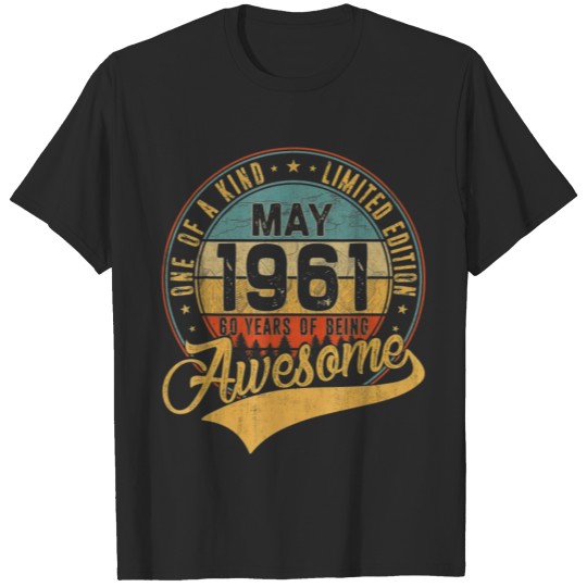 Discover 60th Birthday Gift Retro May 1961 60 Yrs Old 60th T-shirt