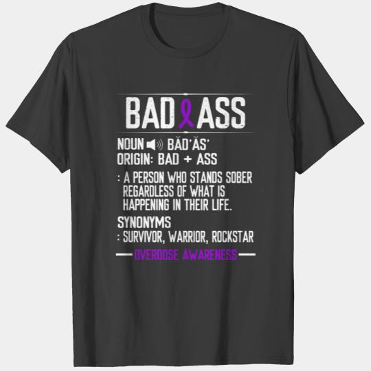 Overdose Awareness Badass Clean Life Purple Ribbon T-shirt
