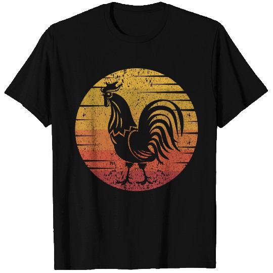 Rooster Retro Sunset Rooster Chicken Cock T-shirt