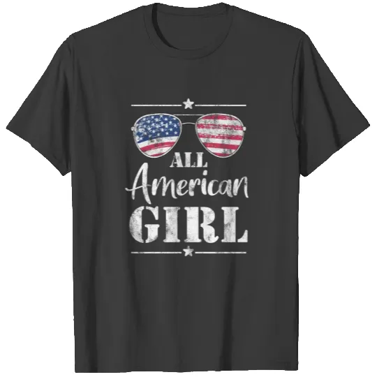 Discover All American Girl 4th of July Sunglasses Girls T-shirt