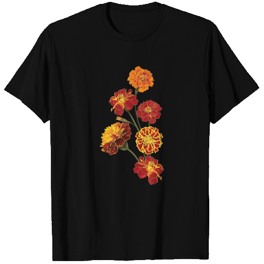 Beautiful Marigold Flowers Charming Floral Design T-shirt