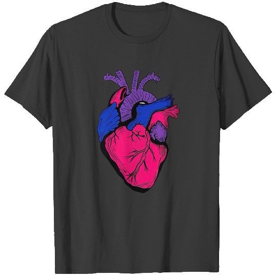 Bi Pride Flag LGBT Party Retro Heart Gift T T-shirt