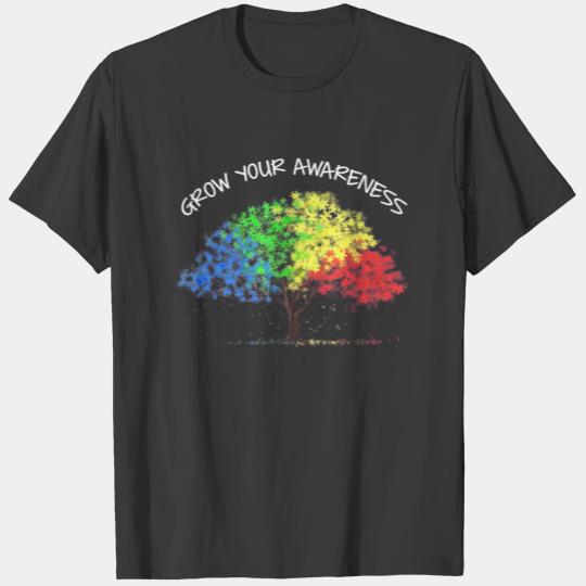 Autism Awareness Rainbow Tree Grow Your Awareness T-shirt