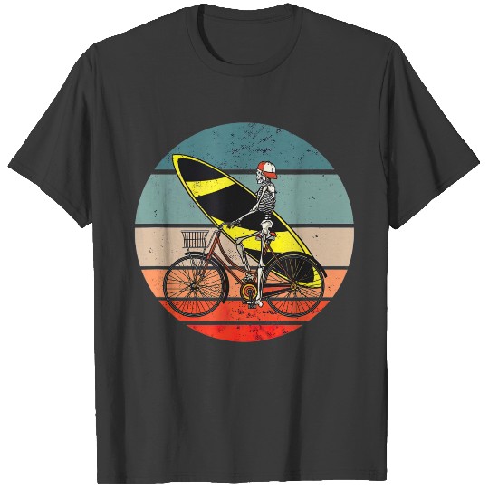 Cycling Skeleton Surfing Halloween Gift Surfer T-shirt