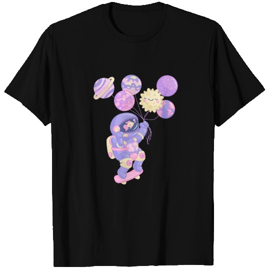 Kawaii astronaut with planet balloons T-shirt