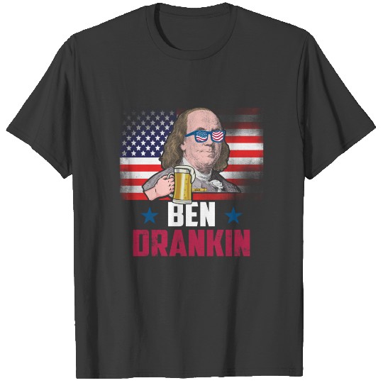 4th of July Ben Drankin Benjamin Franklin USA Flag T-shirt