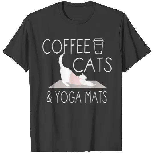 Coffee Cats Yoga Mats kitten exercise workout T T-shirt