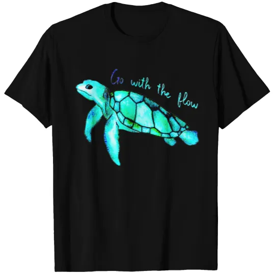 Green Turtle With Flow Go Dad Mom Boy Girl T-shirt
