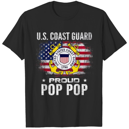 US Coast Guard Proud Pop Pop With American Flag T-shirt