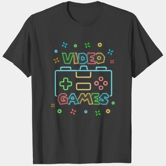 Video Games Game Room Neon Sign Retro Gamer T-shirt