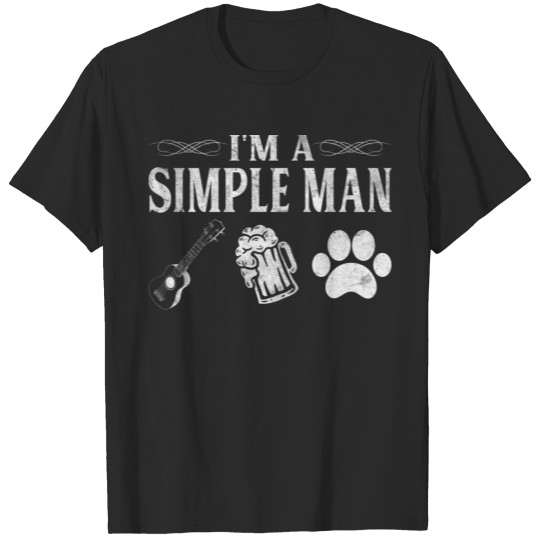 Discover Guitar Player Im A Simple Man Guitars Beer Dogs T-shirt