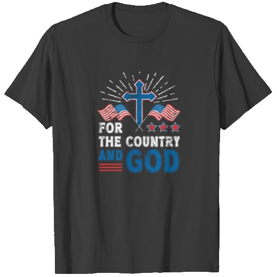 For God And Country American Flag Cross Patriotic T-shirt