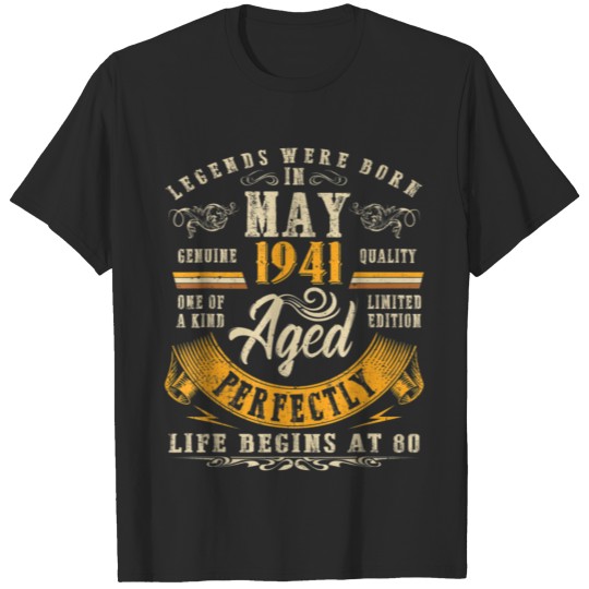 Discover 80 Years Old Vintage May 1941 80th Birthday T Sh T-shirt
