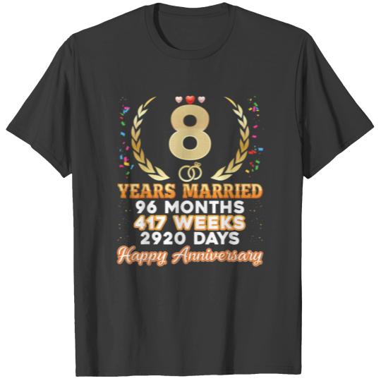 Discover 8 Years Married Happy 8th Wedding Anniversary Coup T-shirt