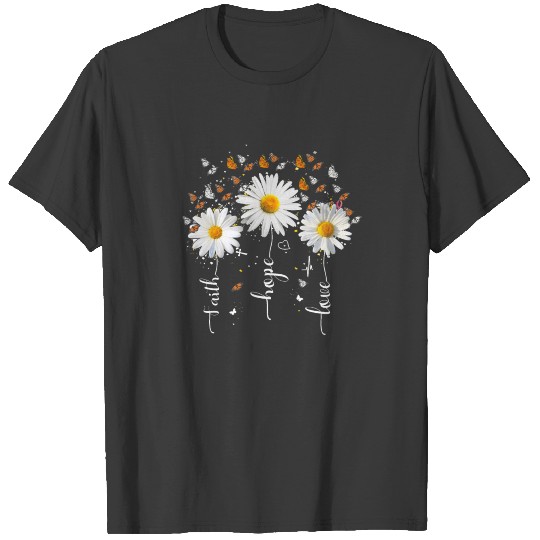 Faith Hope Love Butterfly Daisy Chirstian God Reli T-shirt
