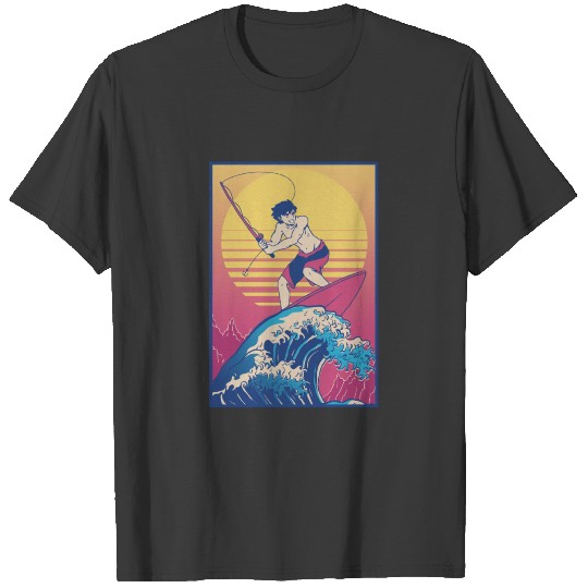 Fisherman Koi Fish Japan Mt. Fuji Retro Fishing T-shirt