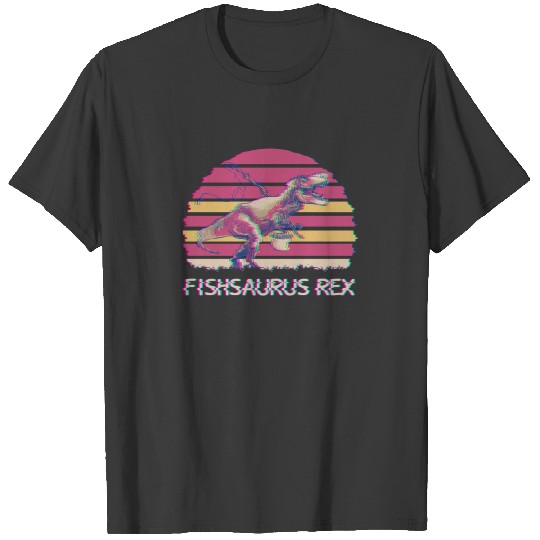Funny Dinosaur Fisherman T-Rex Fishing Bass Fish T-shirt