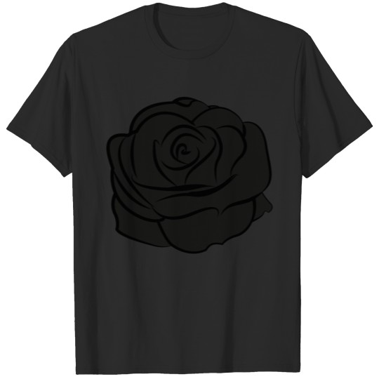 Black Rose Design Garden Flower T-shirt