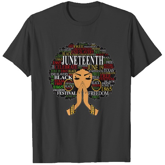 Junenth Melanin Black Women Natural Hair Afro Word T-shirt