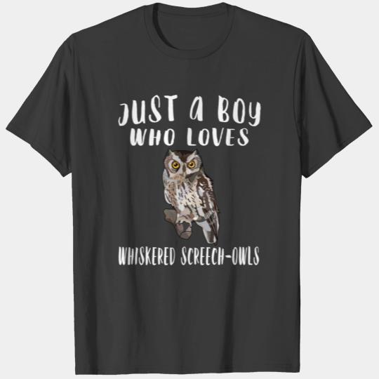 Just A Boy Who Loves Whiskered Screech-Owl Bird Lo T-shirt